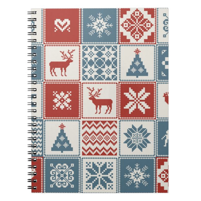 Weihnachtsmuster im Patchwork-Stil. Traditionell  Notizblock (Vorderseite)
