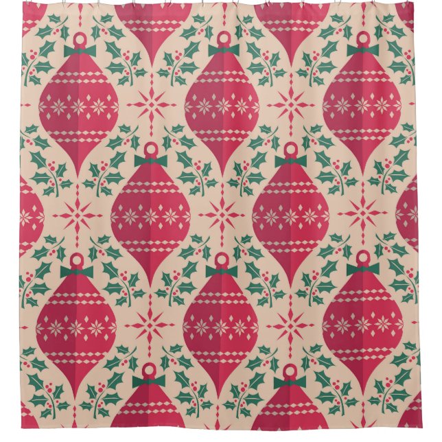 Weihnachtsmuster im Vintage-Stil nahtlos Duschvorhang (Vorderseite)