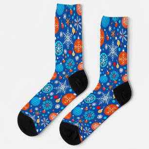 Weihnachtsmuster in Blau Socken