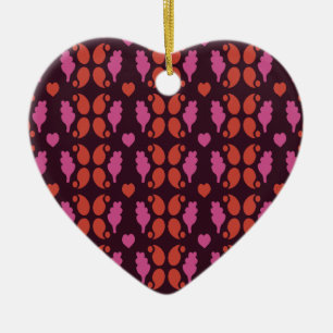 Weihnachtsmuster in Rot und Rosa Keramik Ornament