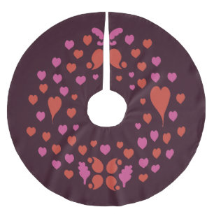 Weihnachtsmuster in Rot und Rosa Polyester Weihnachtsbaumdecke