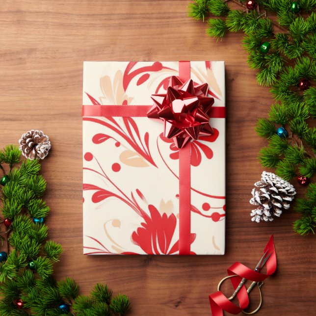 Weihnachtsmuster in Rot und Weiß Geschenkpapier (Feiertagsgeschenk)
