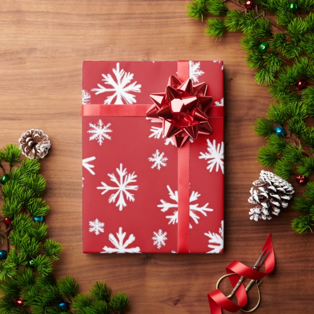 Weihnachtsmuster in Rot und Weiß Geschenkpapier (Feiertagsgeschenk)