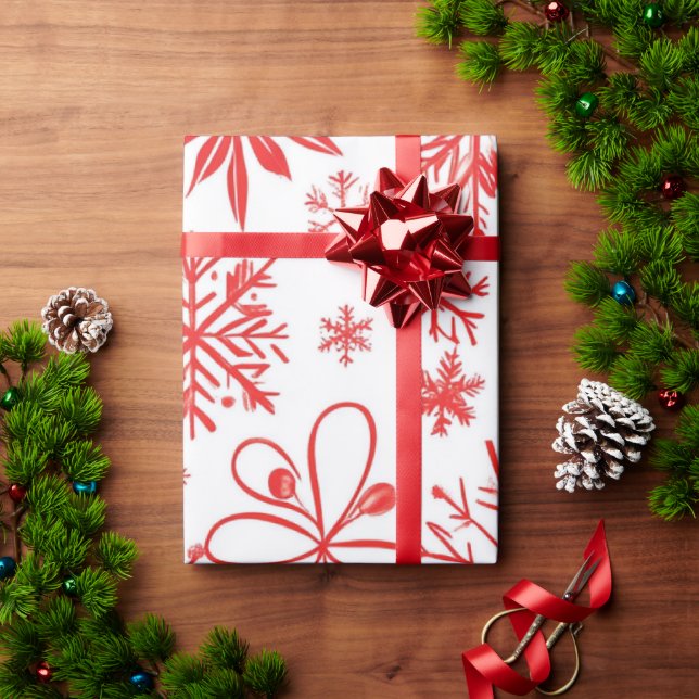 Weihnachtsmuster in Rot und Weiß Geschenkpapier (Feiertagsgeschenk)