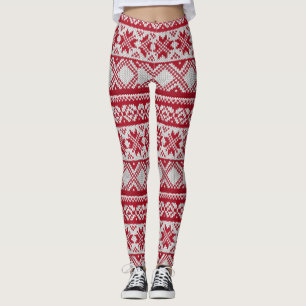 Weihnachtsmuster in Rot und Weiß Leggings