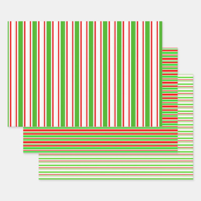 Weihnachtsmuster in Rot, Weiß, Grün Geschenkpapier Set (Set)