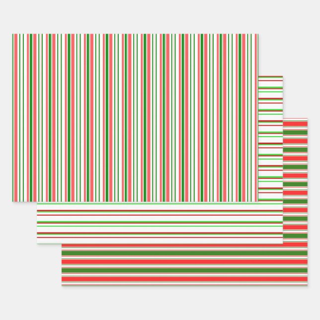 Weihnachtsmuster in Rot, Weiß, Grün Geschenkpapier Set (Set)