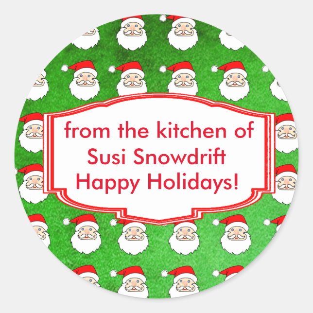 Weihnachtsmuster individuell anpassbare Weihnachts Runder Aufkleber (Vorderseite)
