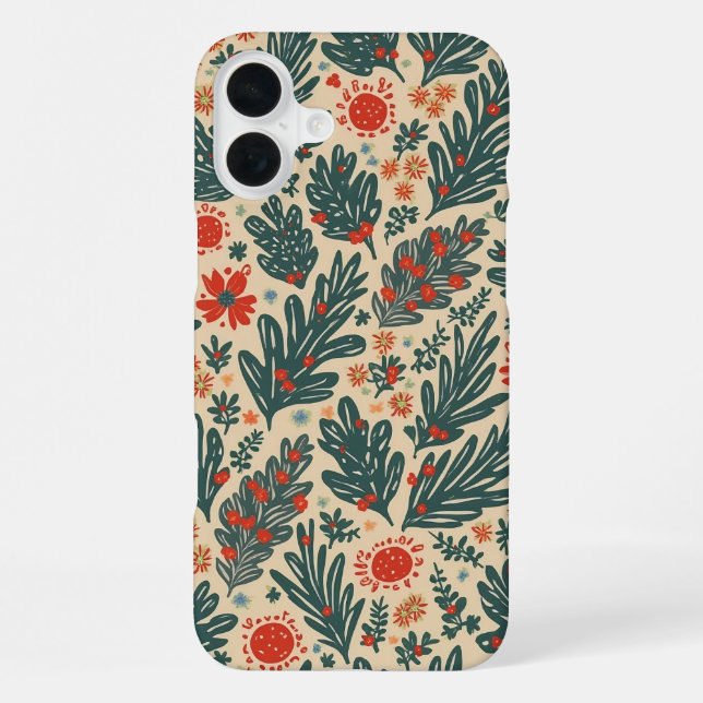 Weihnachtsmuster iPhone 16 Fall Hülle (Rückseite)