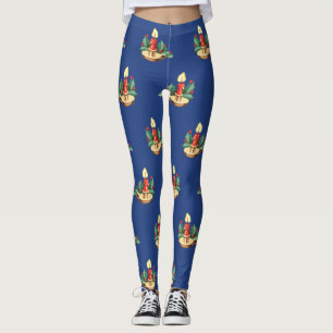 Weihnachtsmuster, Kerzen und Holly Leggings