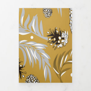 Weihnachtsmuster, Kiefer Schnee 6 Dreifach Gefaltete Urlaubskarte