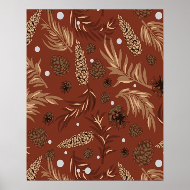 Weihnachtsmuster, Kiefer Schnee 8 Poster (Vorne)