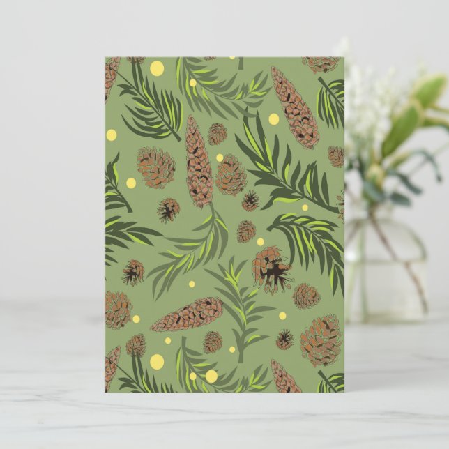 Weihnachtsmuster, Kiefernschnee 11 Karte (Stehend Vorderseite)