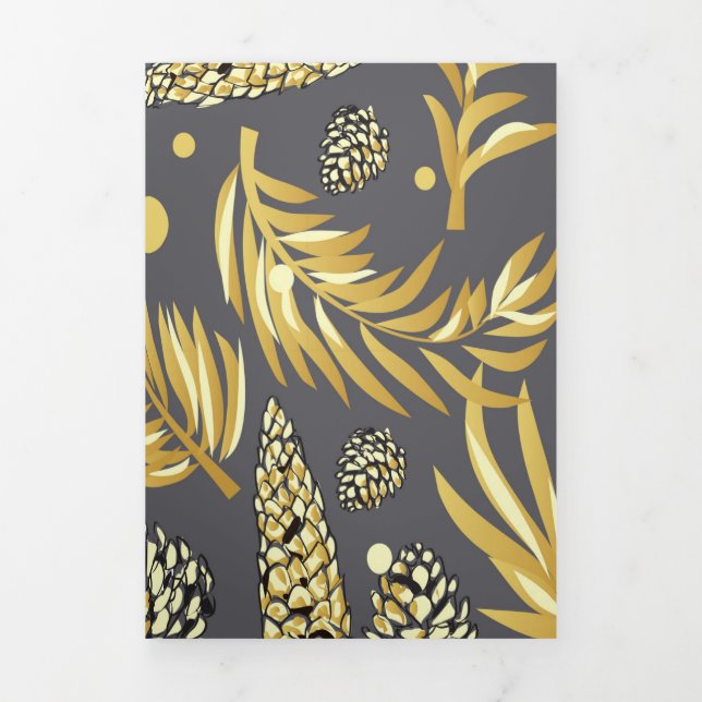 Weihnachtsmuster, Kiefernschnee 2 Dreifach Gefaltete Urlaubskarte (Cover)