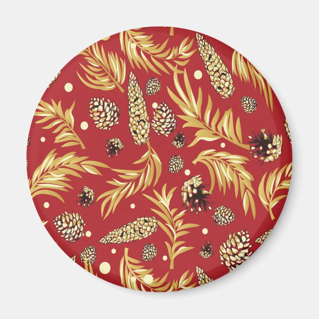 Weihnachtsmuster, Kiefernschnee 3 Magnet (Vorne)