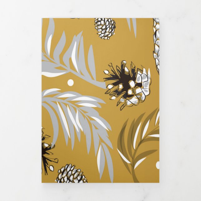 Weihnachtsmuster, Kiefernschnee 6 Dreifach Gefaltete Urlaubskarte (Cover)