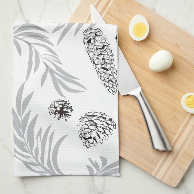 Weihnachtsmuster, Kiefernschnee 7 Geschirrtuch (Viertel Falte)