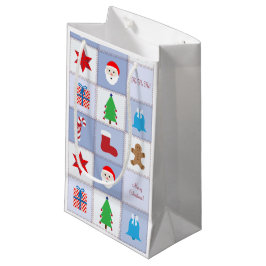 Weihnachtsmuster Kleine Geschenktasche - Blau Kleine Geschenktüte