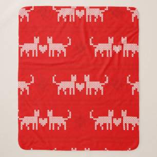 Weihnachtsmuster Kreuzstich verliebte Katzen mit s Sherpadecke