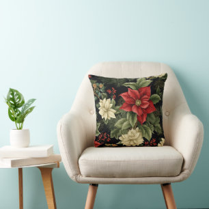 Weihnachtsmuster mit alten Poinsettien Kissen