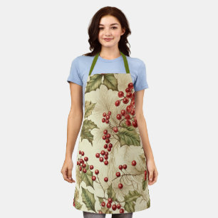 Weihnachtsmuster mit alten Poinsettien und Beeren Schürze