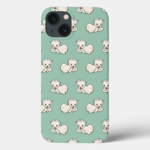 Weihnachtsmuster mit Baby Lamb auf Green Case-Mate iPhone Hülle