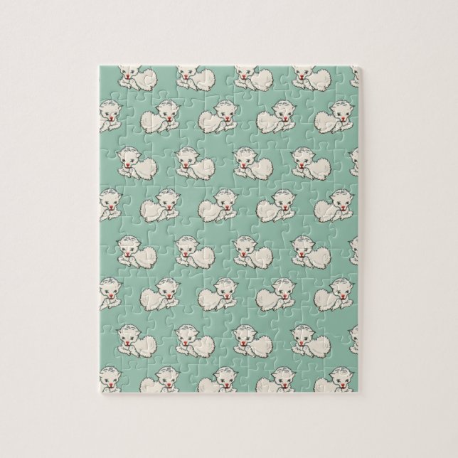 Weihnachtsmuster mit Baby Lamb auf Green Puzzle (Vertikal)