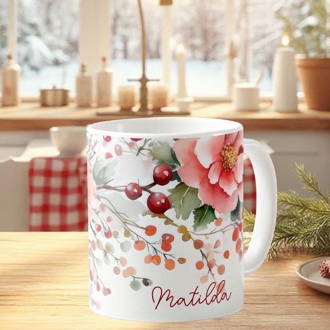 Weihnachtsmuster mit Bauern und Blume Kaffeetasse (Von Creator hochgeladen)