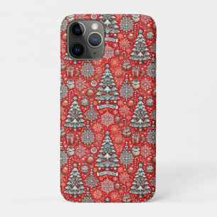 Weihnachtsmuster mit Bäumen und Schneeflocken Case-Mate iPhone Hülle