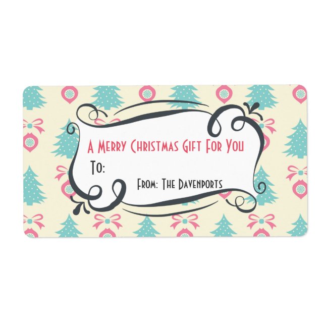 Weihnachtsmuster mit Bögen und Bauerngeschenk (Vorne)