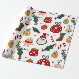 Weihnachtsmuster mit dem Weihnachtsmann, Lebkuchen Geschenkpapier