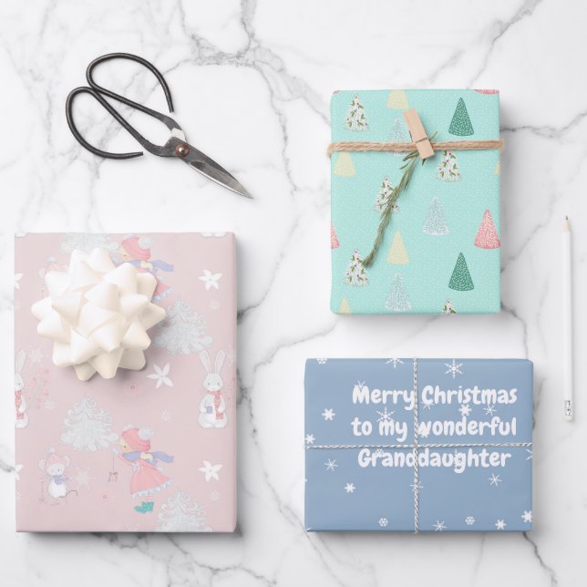 🎄 Weihnachtsmuster mit eigenem Text Geschenkpapier Set (Vorderseite)