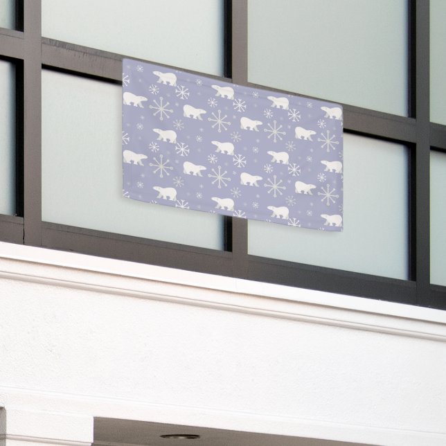 Weihnachtsmuster mit Eisbären und Schneeflocken Banner (Äußeres Gebäude)