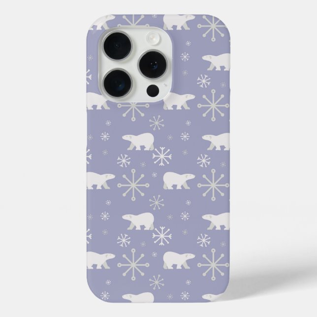 Weihnachtsmuster mit Eisbären und Schneeflocken Case-Mate iPhone Hülle (Rückseite)