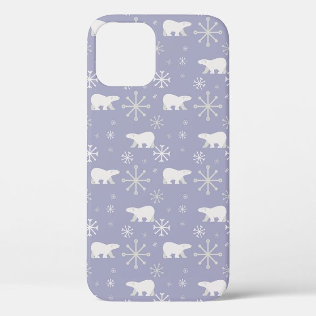 Weihnachtsmuster mit Eisbären und Schneeflocken Case-Mate iPhone Hülle (Rückseite)