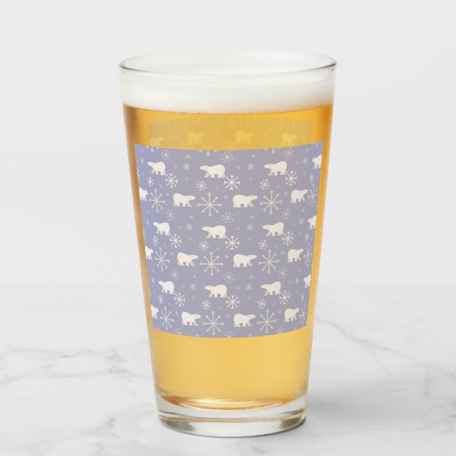 Weihnachtsmuster mit Eisbären und Schneeflocken Glas (Vorne (Gefüllt))
