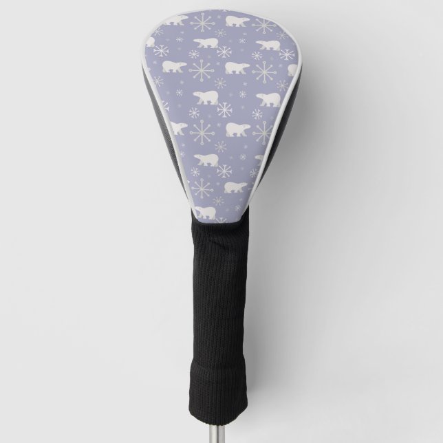 Weihnachtsmuster mit Eisbären und Schneeflocken Golf Headcover (Vorderseite)