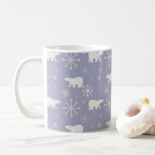 Weihnachtsmuster mit Eisbären und Schneeflocken Kaffeetasse