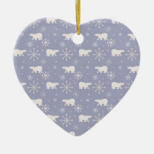 Weihnachtsmuster mit Eisbären und Schneeflocken Keramik Ornament