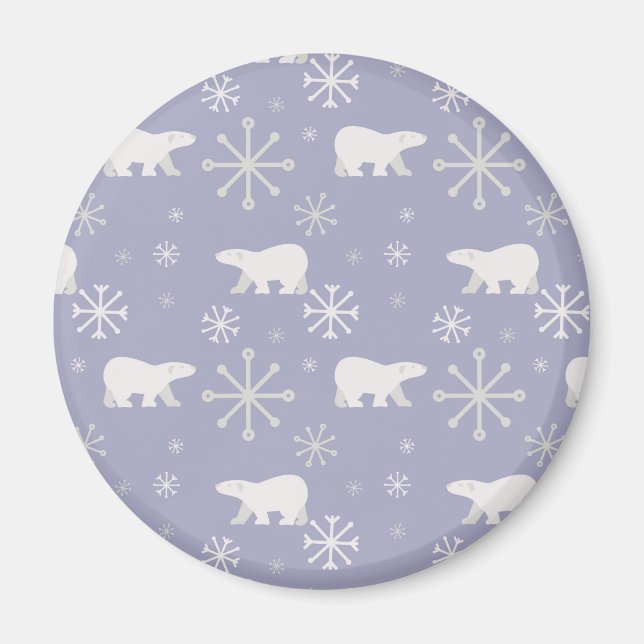 Weihnachtsmuster mit Eisbären und Schneeflocken Magnet (Vorne)