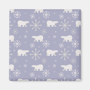 Weihnachtsmuster mit Eisbären und Schneeflocken Magnet