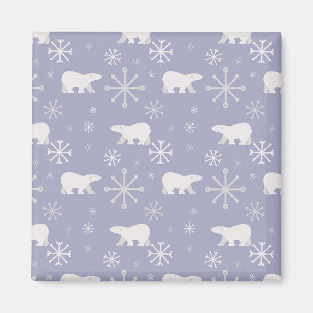Weihnachtsmuster mit Eisbären und Schneeflocken Magnet (Vorne)