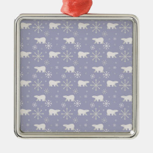 Weihnachtsmuster mit Eisbären und Schneeflocken Ornament Aus Metall