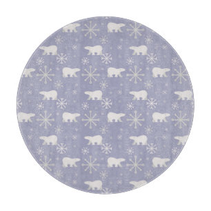 Weihnachtsmuster mit Eisbären und Schneeflocken Schneidebrett