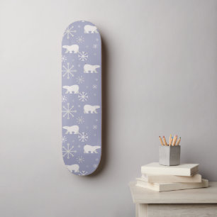 Weihnachtsmuster mit Eisbären und Schneeflocken Skateboard
