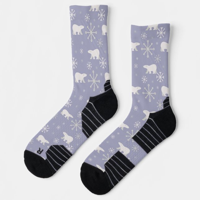 Weihnachtsmuster mit Eisbären und Schneeflocken Socken (Links)