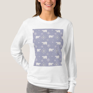 Weihnachtsmuster mit Eisbären und Schneeflocken T-Shirt