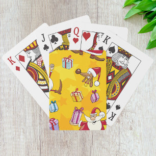 Weihnachtsmuster mit Geschenken und Sternen Spielkarten