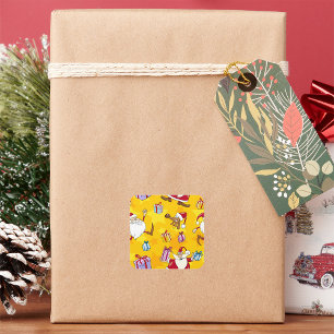 Weihnachtsmuster mit Geschenken und Sternen von Sa Quadratischer Aufkleber