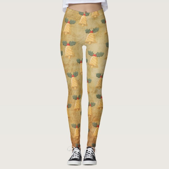 Weihnachtsmuster mit Glocken Leggings (Vorderseite)